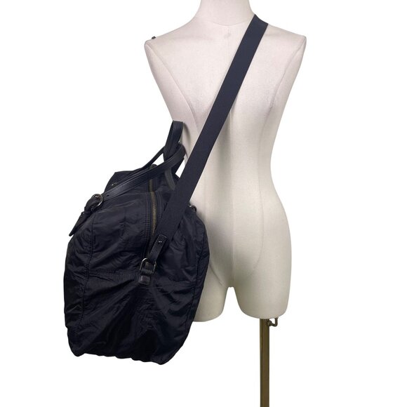 Cole Haan Black Nylon Weekender Adjustable Leather Strap Travel Duffle Bag - Picture 10 of 14